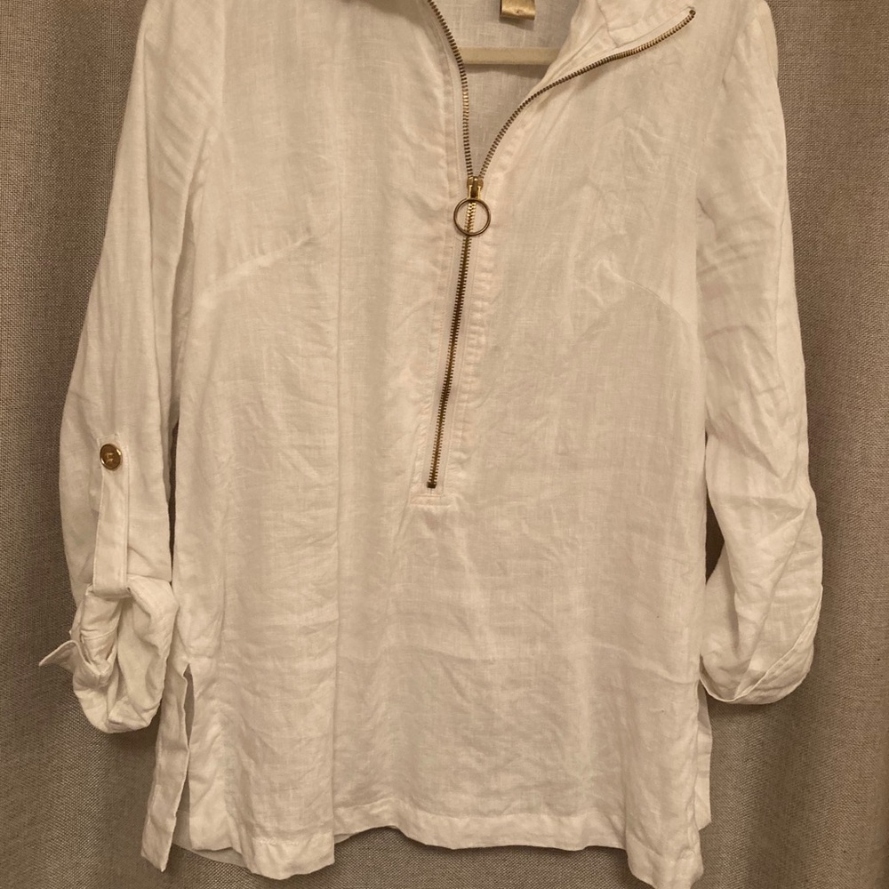 Linen half zip shirt